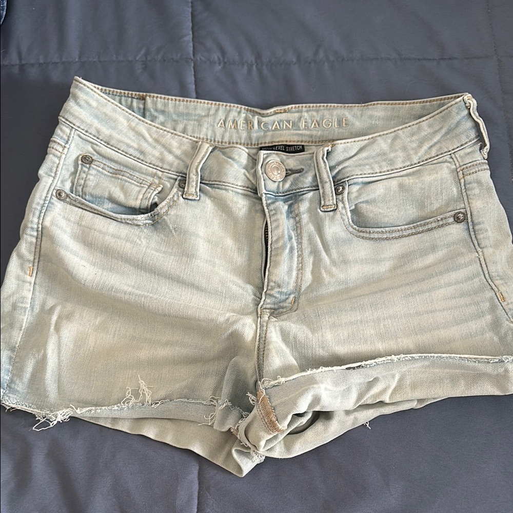 American Eagle Outfitters Blue Jean Shorts Distressed Casual